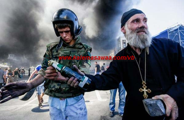 Even priests tossing stones & molotovs